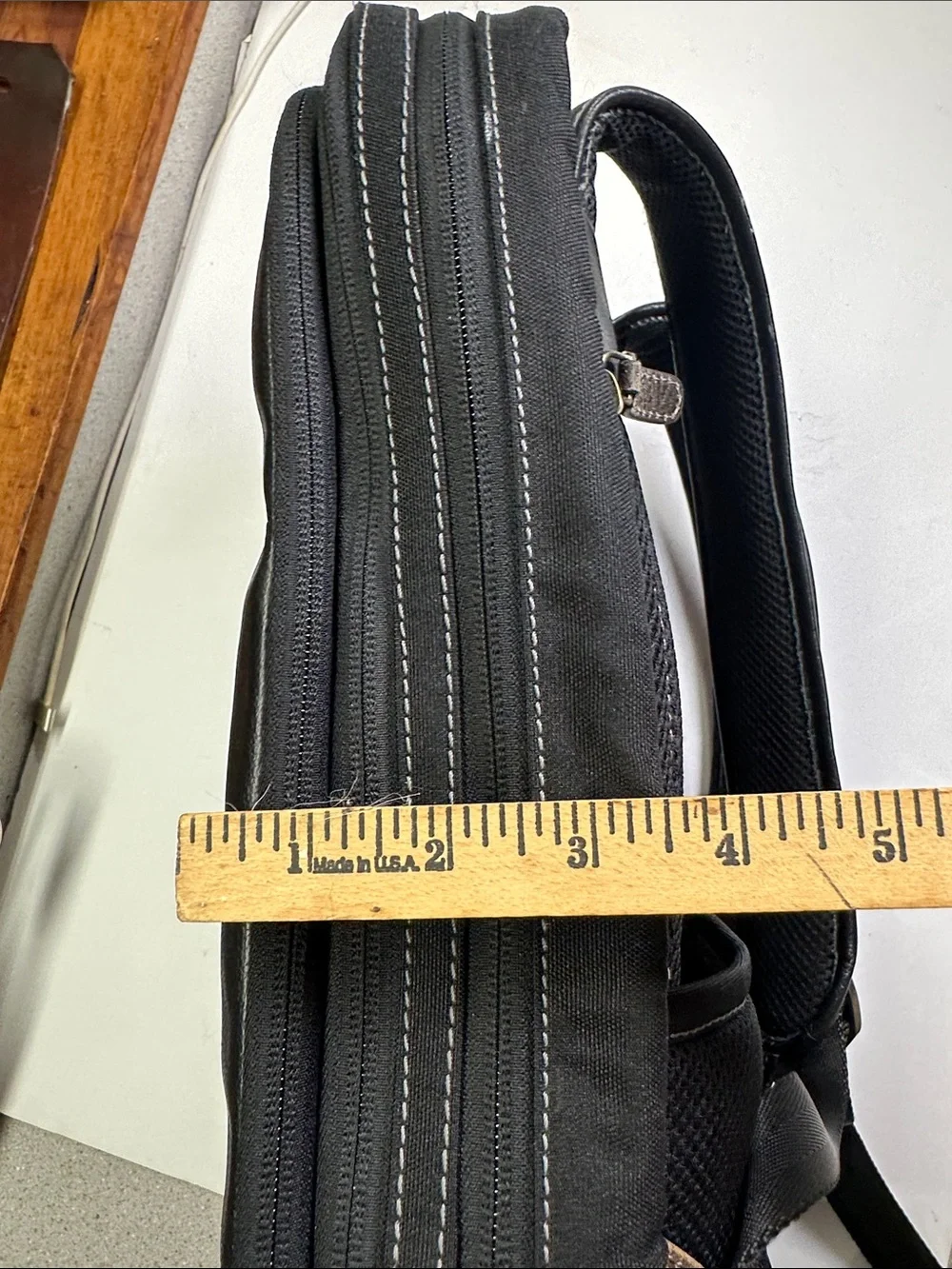 Boconi Black Leather City Backpack, Laptop Case, Travel Bag, Zippered Storage